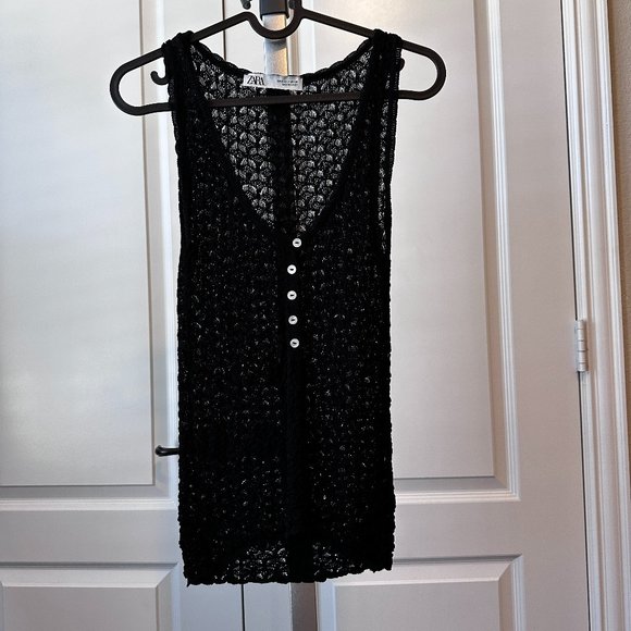 Zara Black Lace Summer Top - Picture 1 of 5